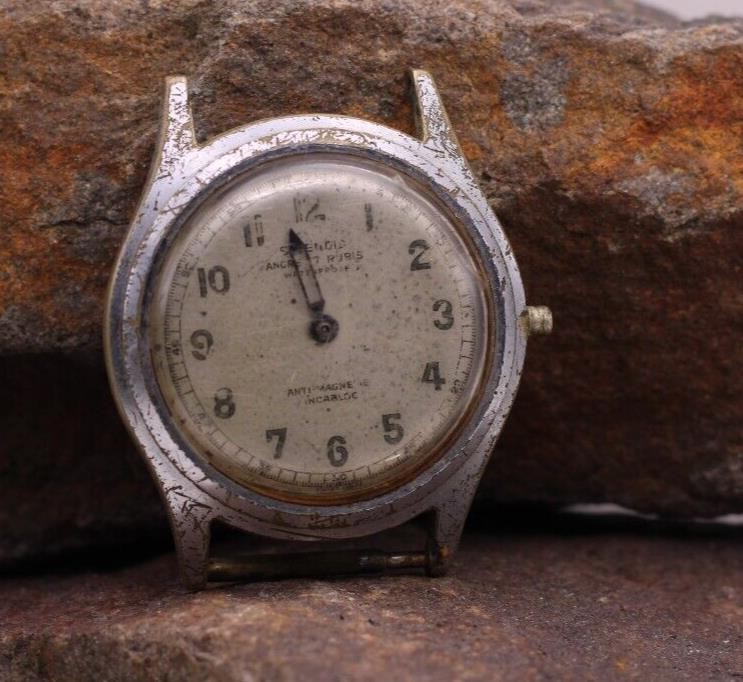 SPLENDID 17j SWISS SECTOR DIAL MEN’S WRIST WATCH 33mm 17.5mm LUG FOR REPAIR (CE)