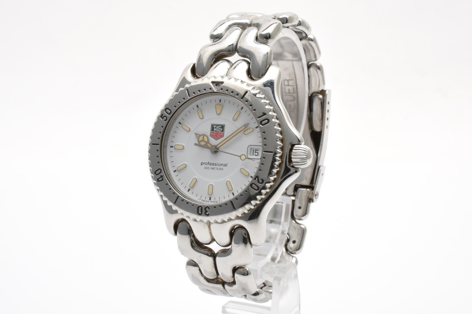 [Near Mint] TAG HEUER S/el WG1110-0 White Dial Date 38mm 200M Quartz Vintage