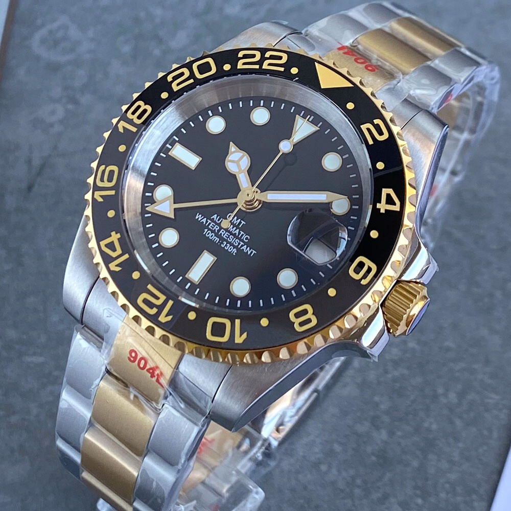 40mm NH34A Automatic Men Diver Watch GMT Rose Gold 200m Waterproof Jubilee Strap