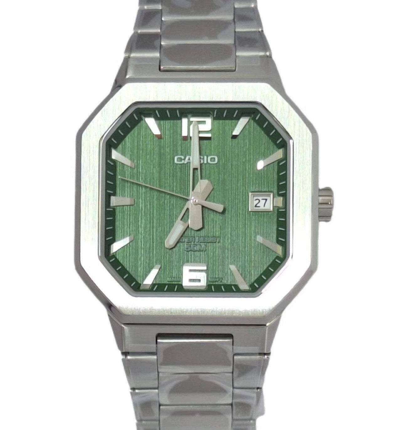 New CASIO MTP‑B195 Series MTP-B195D-3AV Green Dial Analog 38 mm Men’s Watch
