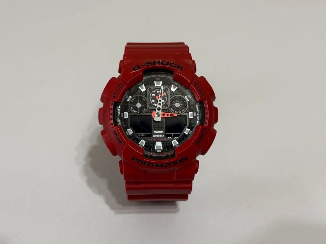 CASIO G-SHOCK GA-100B-4AJF Red Analog Digital Watch Used Japan