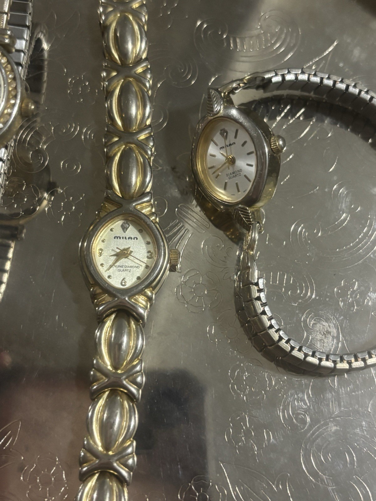 Lot of 4 Vintage Ladies Watches Kathy Ireland Sarah Coventry Milan Quartz Silver