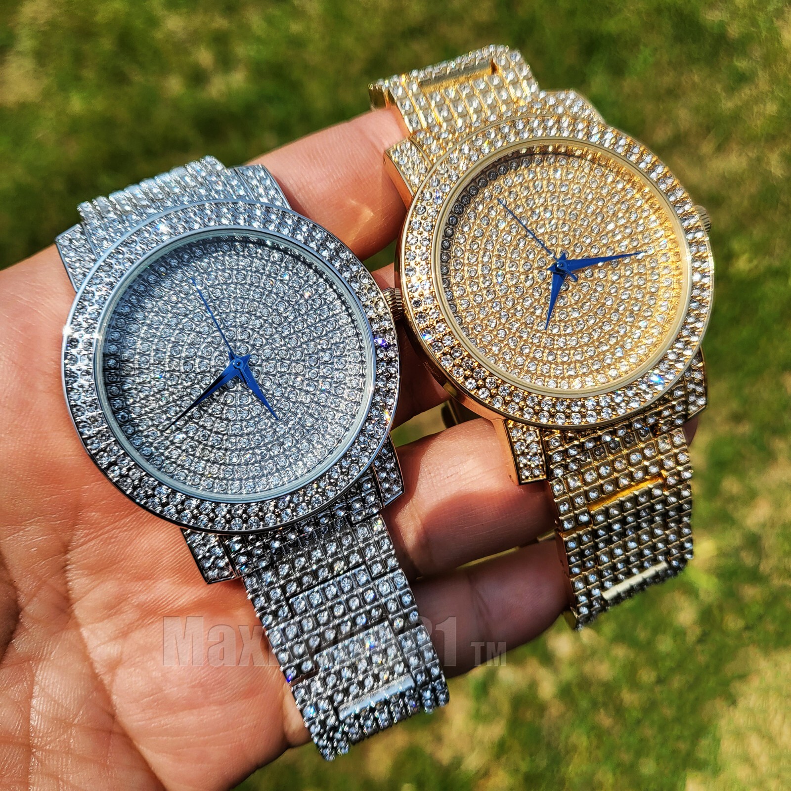 Iced Watch Luxury Rapper Simulated Diamond Metal Band Dress Clubbing wrist Metal