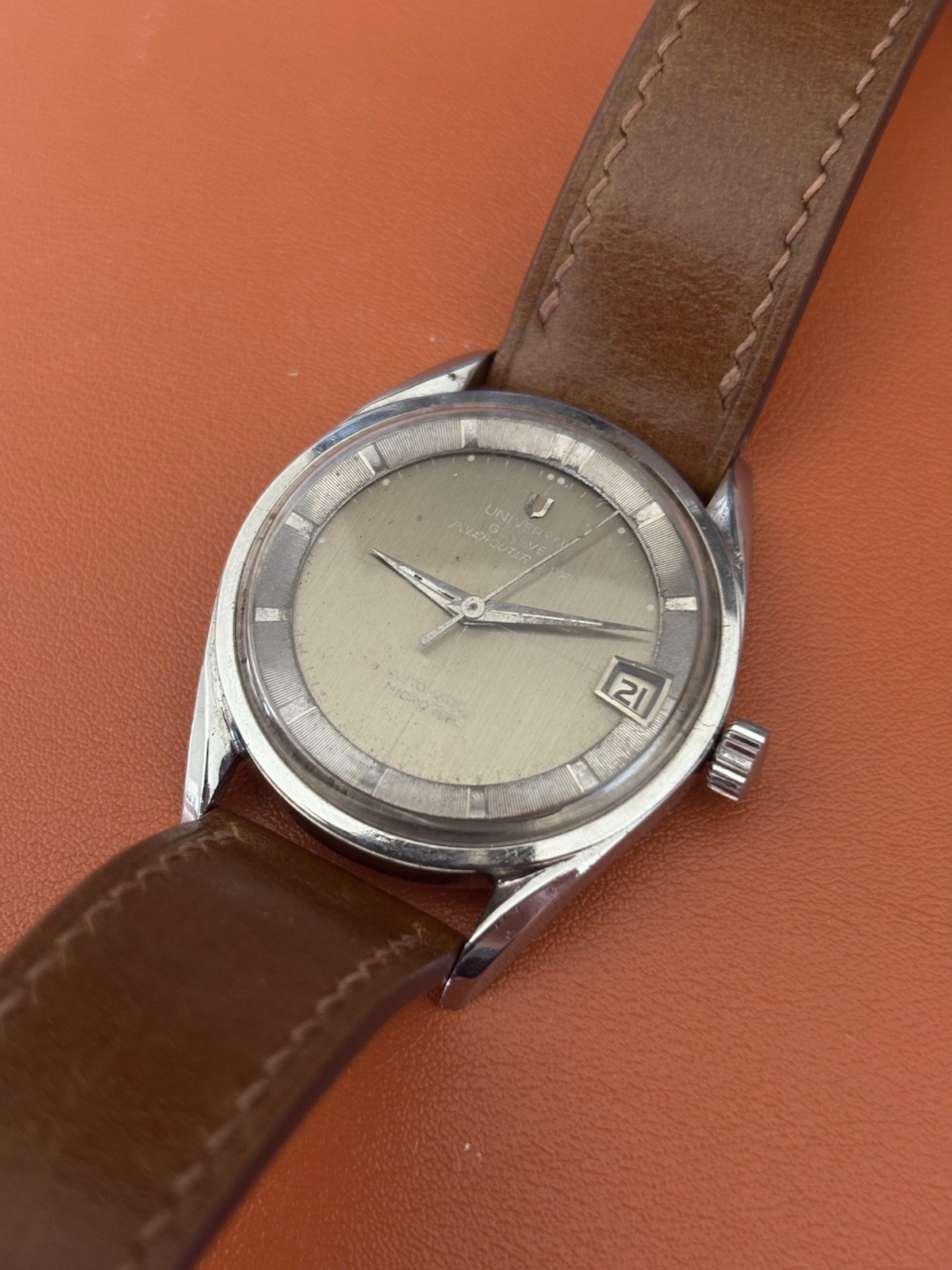 Vintage Universal Geneve Polerouter Date Microrotor Micro Rotor Watch 1960s