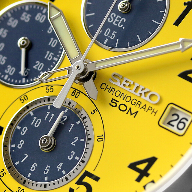 SEIKO SND409 Chronograph Yellow × Navy Stainless Steel Quartz Watch Men’s