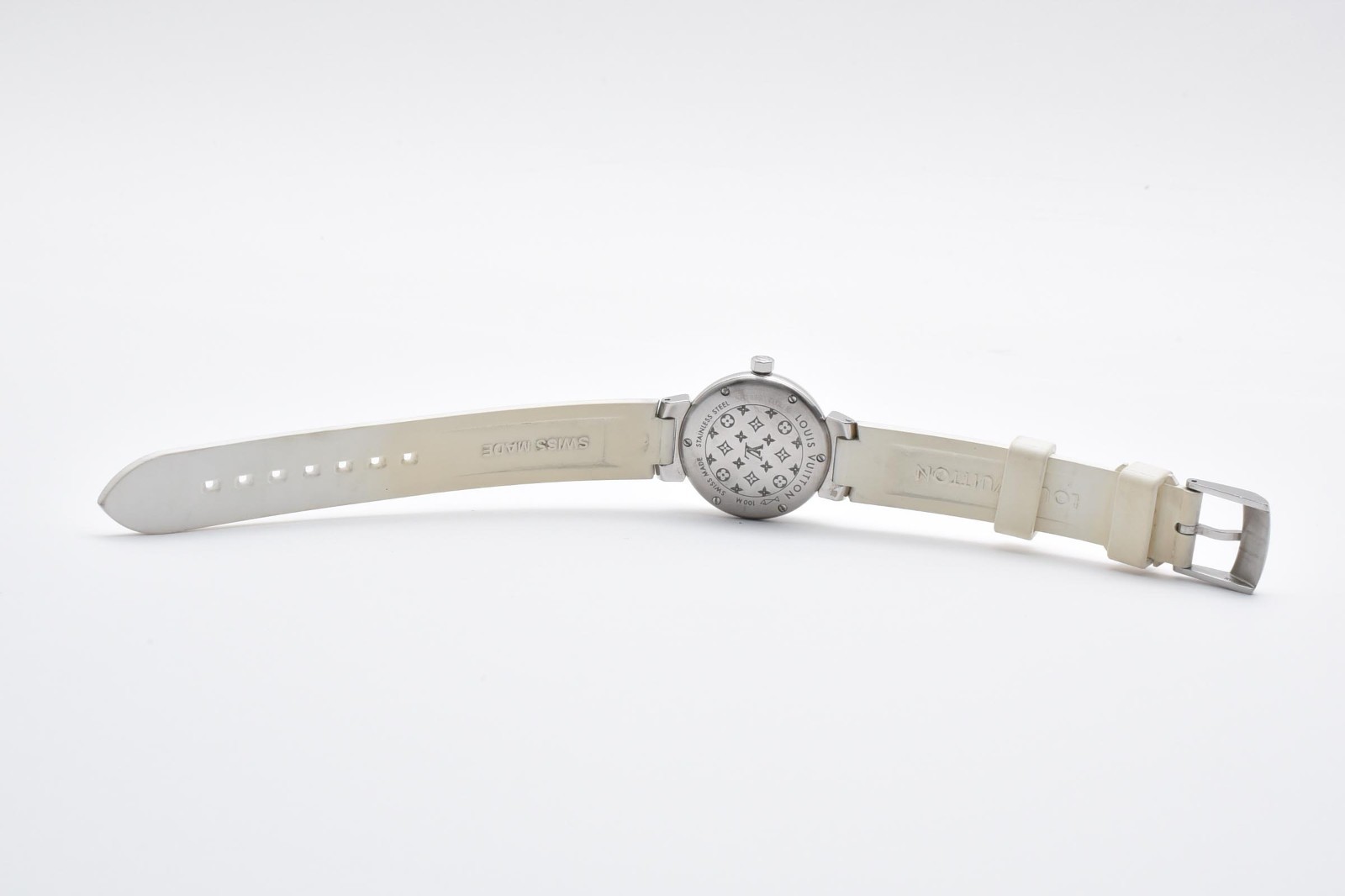 RARE! All White [N MINT /Paper] LOUIS VUITTON Tambour Q121K Ladies Watch JAPAN