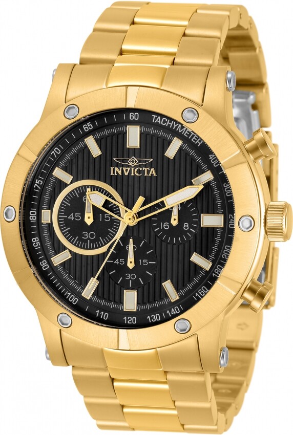 INVICTA Mens Specialty Gold Steel Watch Chronograph Tachometer 18163 Black Dial
