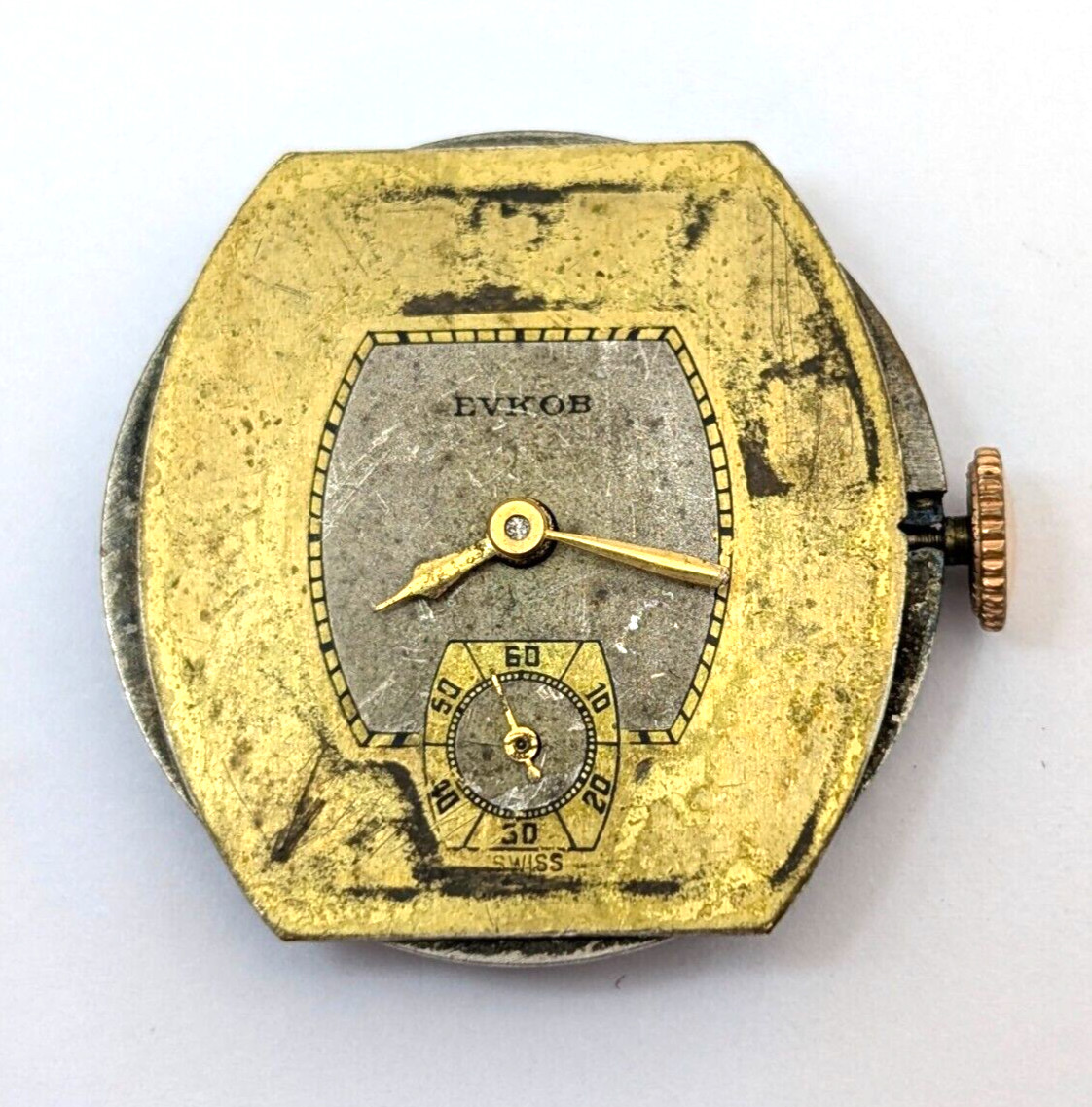 Vintage EVKOB Watch Co 17 Jewels Art Deco Men’s 25mm Swiss Movement PARTS REPAIR