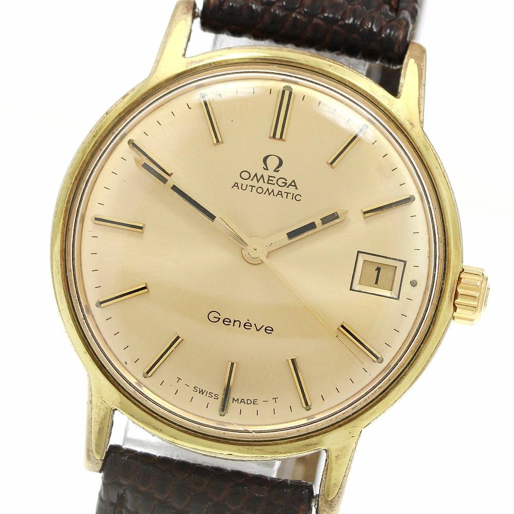 Omega Geneve Date Automatic Men’s Watch 166.070 Gold Plate From Japan