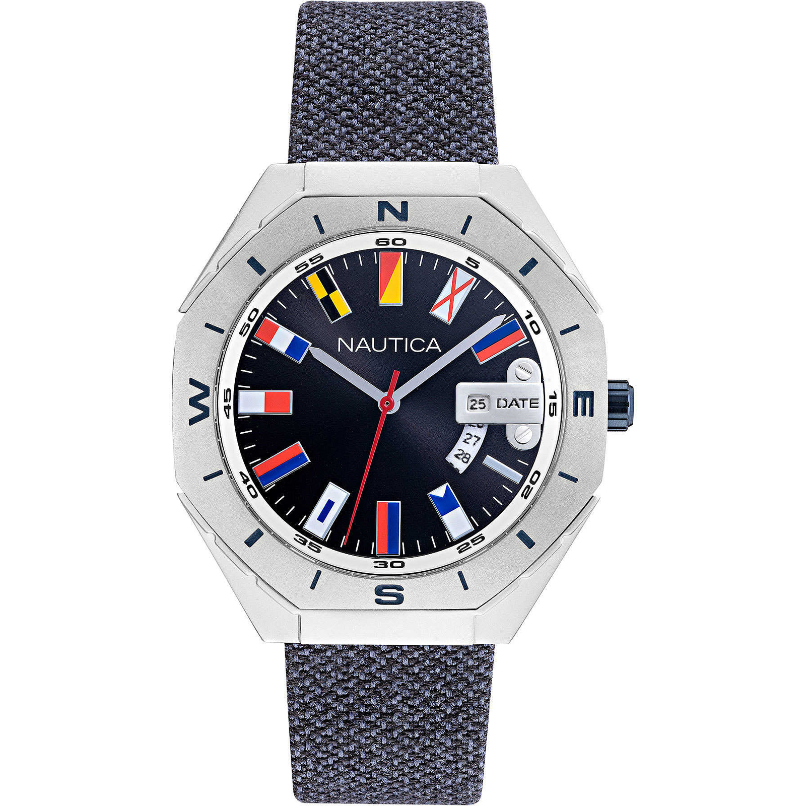 Mens Wristwatch NAUTICA LOVES THE OCEAN NAPLSS001 Canvas Blue Flags