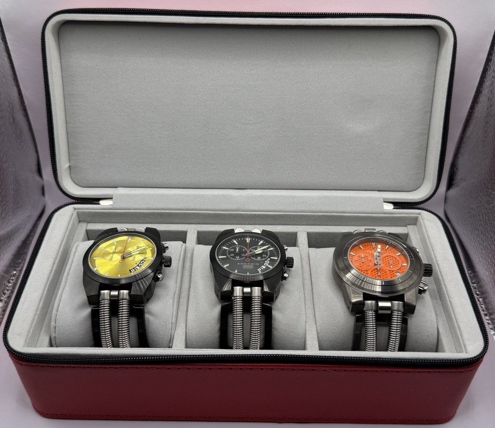 Set Of 3 Android Hydraumatic Chronograph Quartz In 3 Slot Android Case