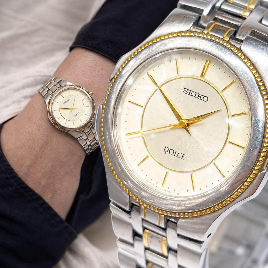 Seiko Dolce 8N41-6270 Quartz Men’s Silver Gold Combi Round Watch Japan -As Is