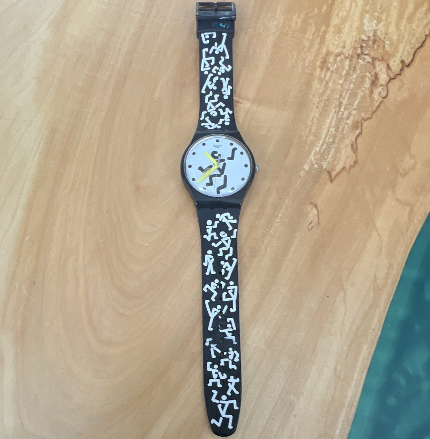 Swatch Swiss Made Analog Round Watch Black Plastic Case White/Black Dial