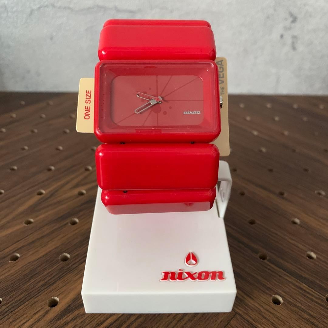 Nixon THE VEGA Watch Bracelet Red Polycarbonate Square Case