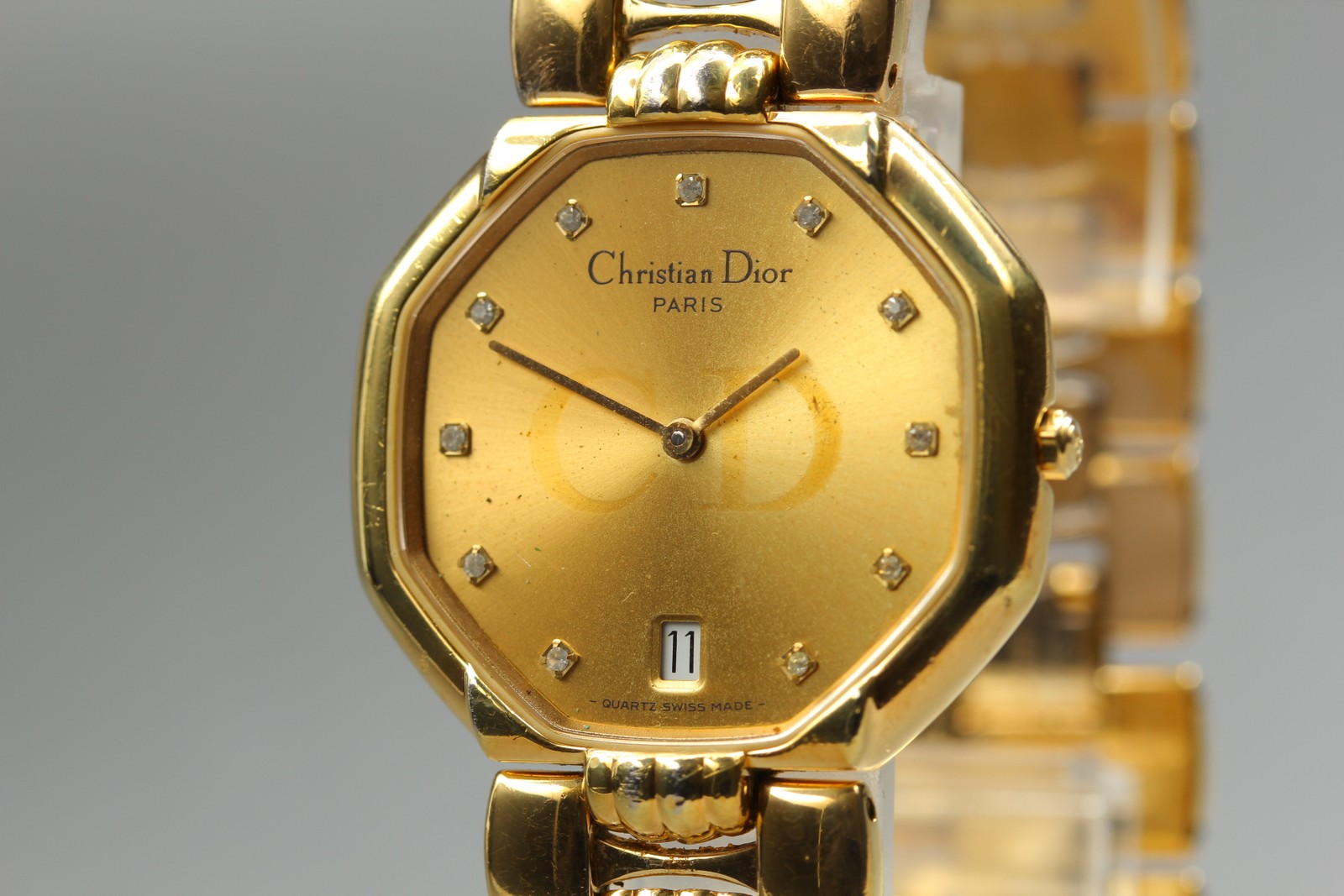 [Exc+5] Christian Dior 45.154 11P Diamond Date Quartz Women’s Watch From JAPAN