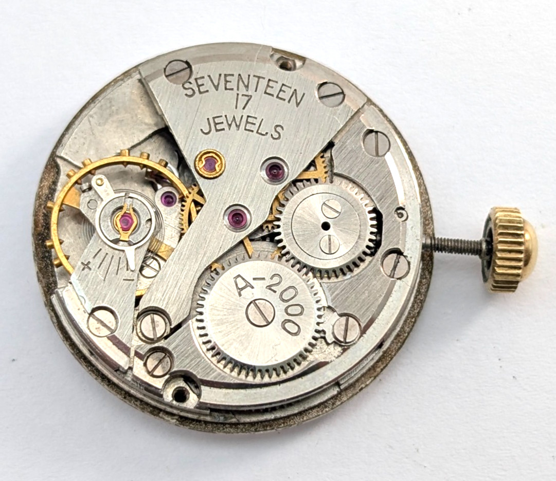 Vintage PRINCETON A-2000 Shock Resistant 17j 26mm Watch Movement PARTS or REPAIR