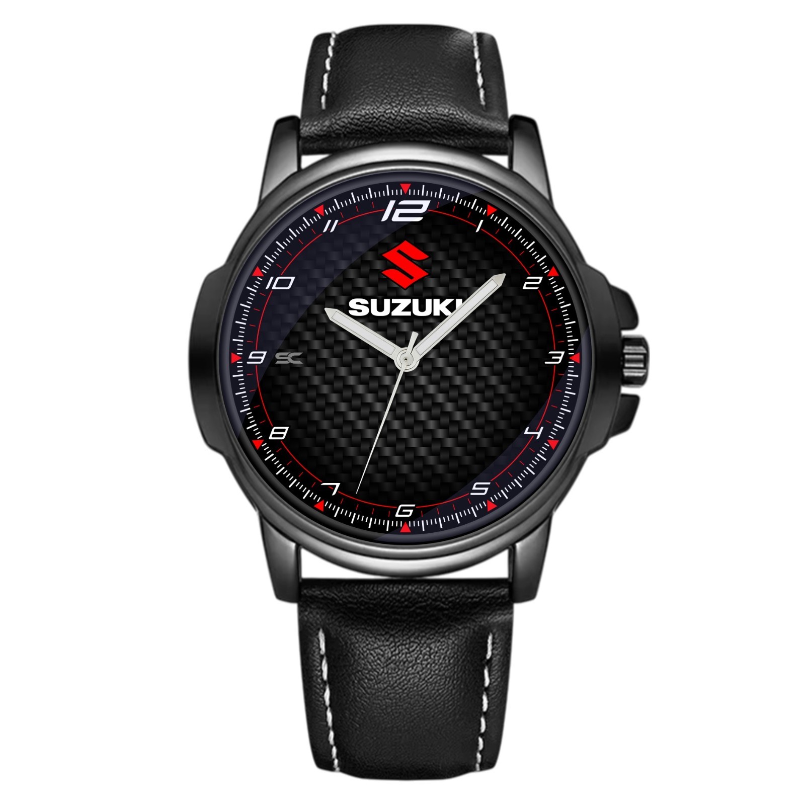 Suzuki GSX-R 1000 Carbon Look Sport Fan Art Quartz Motorcycle Wrist Watch