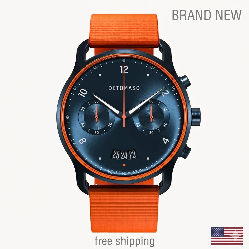 DETOMASO SORPASSO CHRONOGRAPH VELOCITÀ BLUE ORANGE 42mm MSRP $219 🔥NEW🔥