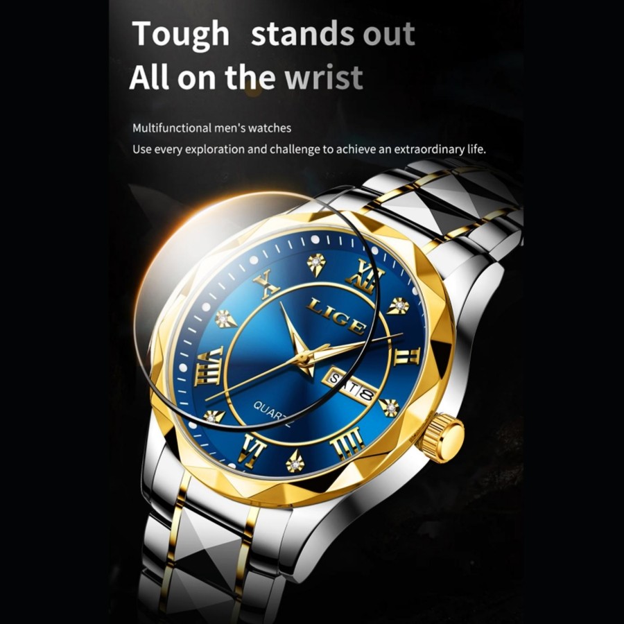 Men Quartz Watch Luxury Fashion Stainless Steel Waterproof Luminous Date Analog