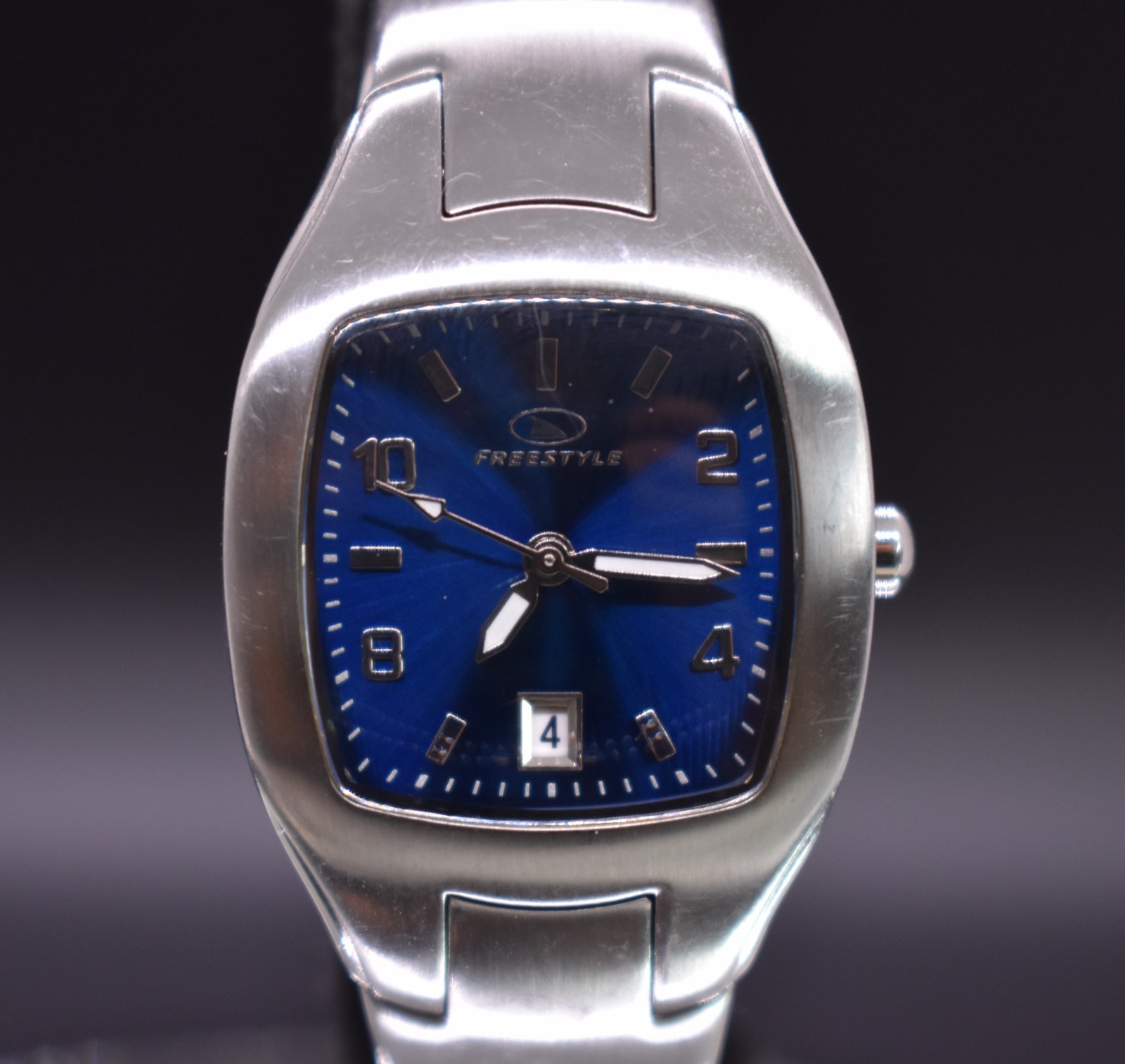 Vintage Freestyle Blue Dial Y2K Women’s Watch Date Stainless Steel Surf Skate
