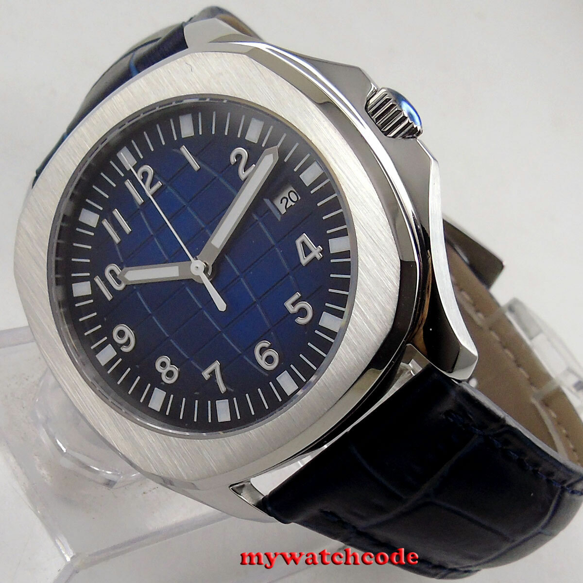 Square 40mm bliger sterile Gradient blue dial sapphire glass automatic men watch