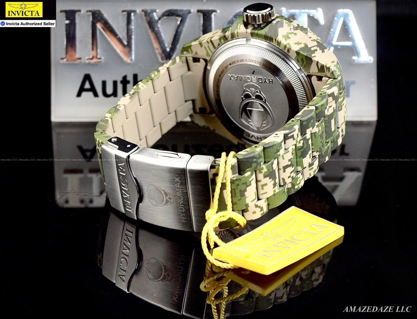 NEW Invicta Men Reserve 52mm Hydromax Swiss GMT CAMO GRAFFITI SS BLK DIAL Watch