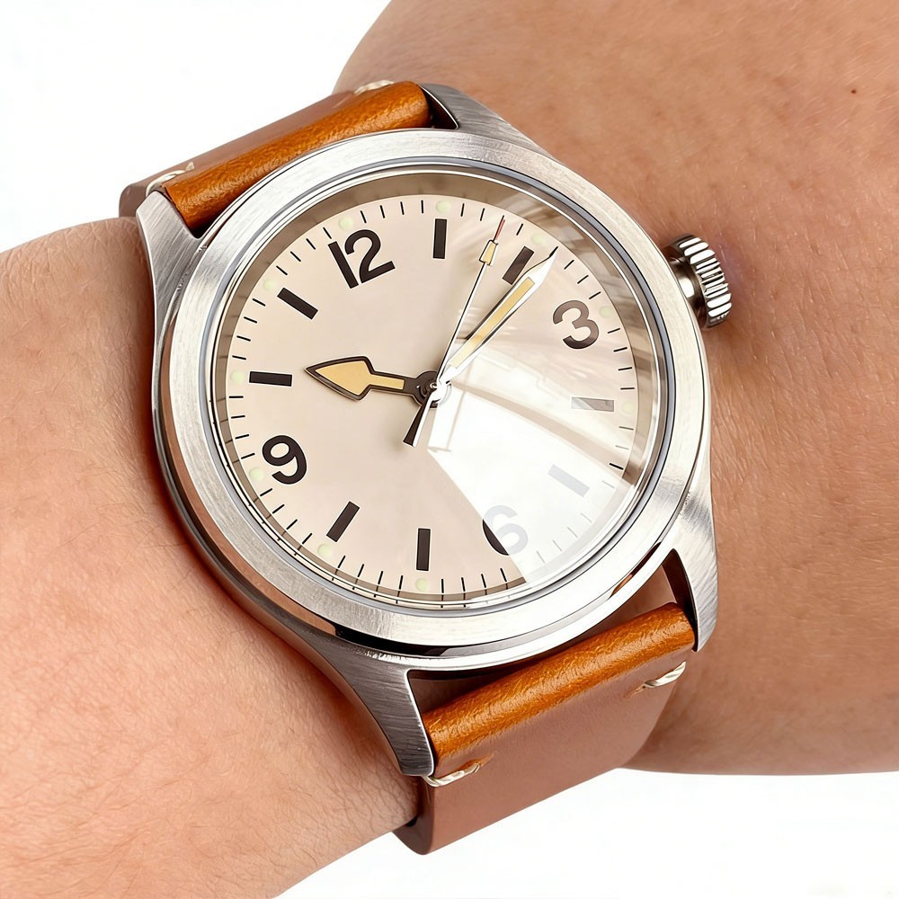 38mm Vintage Pilot Field Automatic NH35 Asia2824 Men Lume Watch Sapphire 10ATM