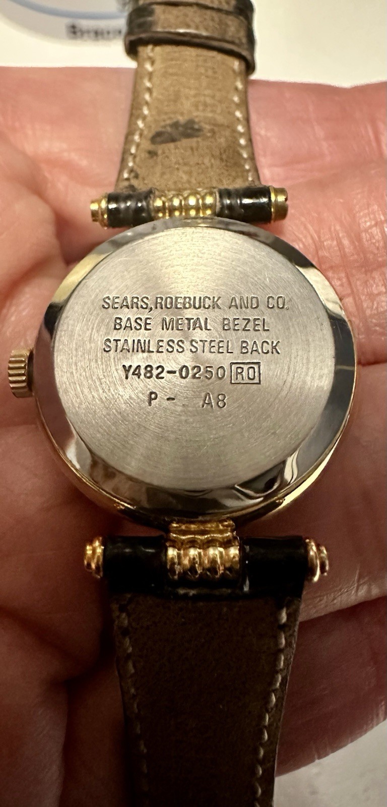 Vintage Sears Phasar Classic Gold Tone Black Watch, New Battery