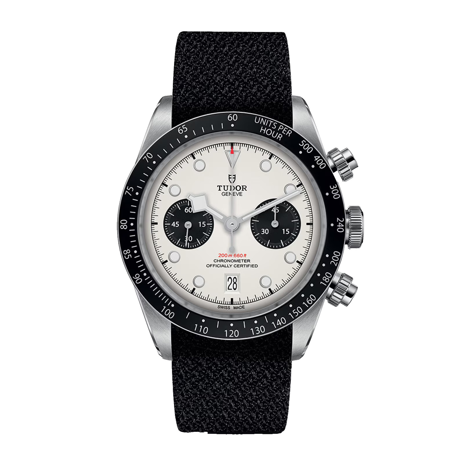 Tudor Black Bay Chrono Panda Opaline Dial Black Fabric Strap Watch M79360N-0008