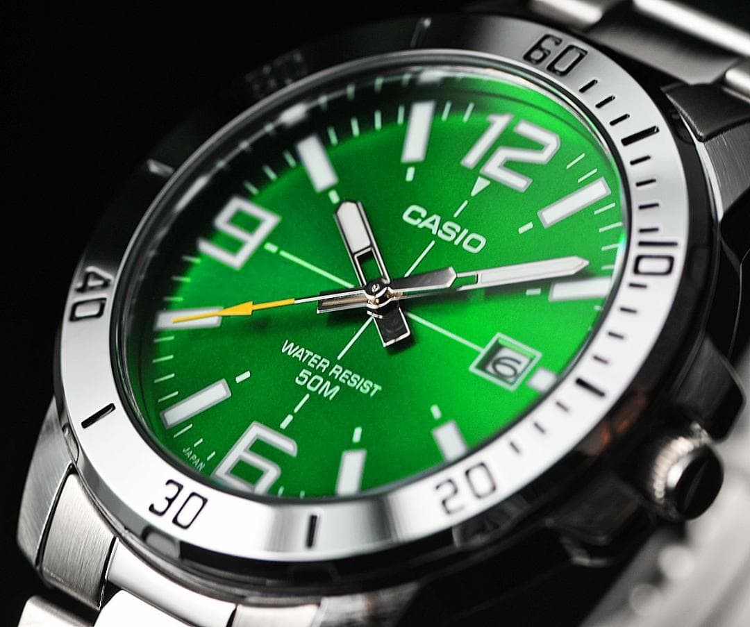 New Casio Reverse Import Men’s 50m Waterproof Simple and Visible Emerald Green W