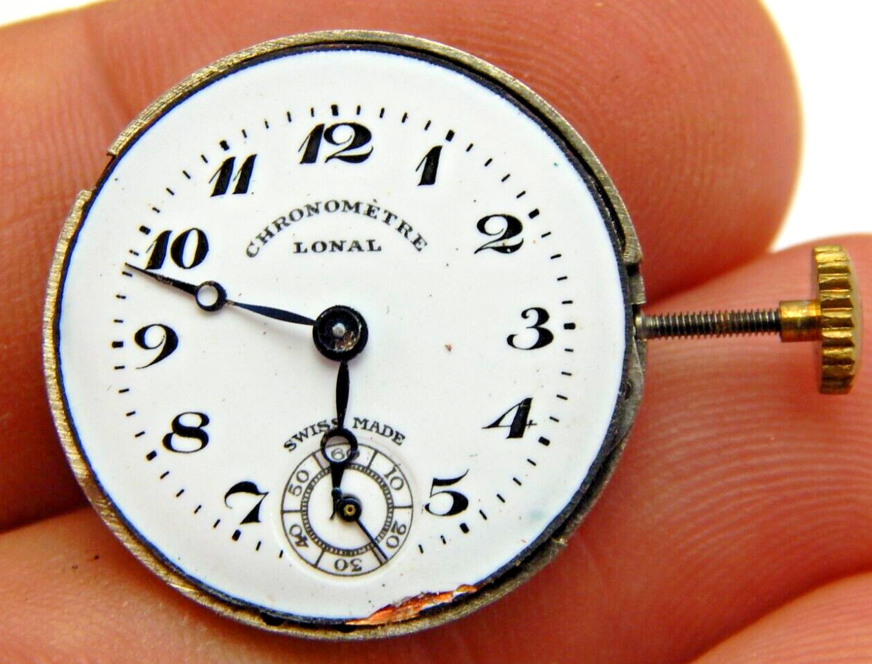 Vintage Antique Lonal Chronometre swiss made gents wrist watch movement 24.85mm