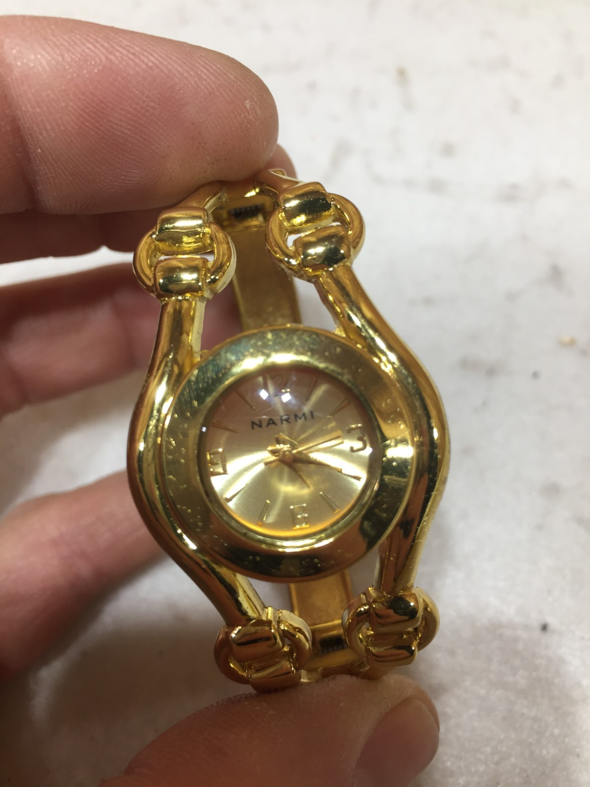 VTG Narmi Watch Gold-Tone Spring Clamp Bracelet Style Japan Movt
