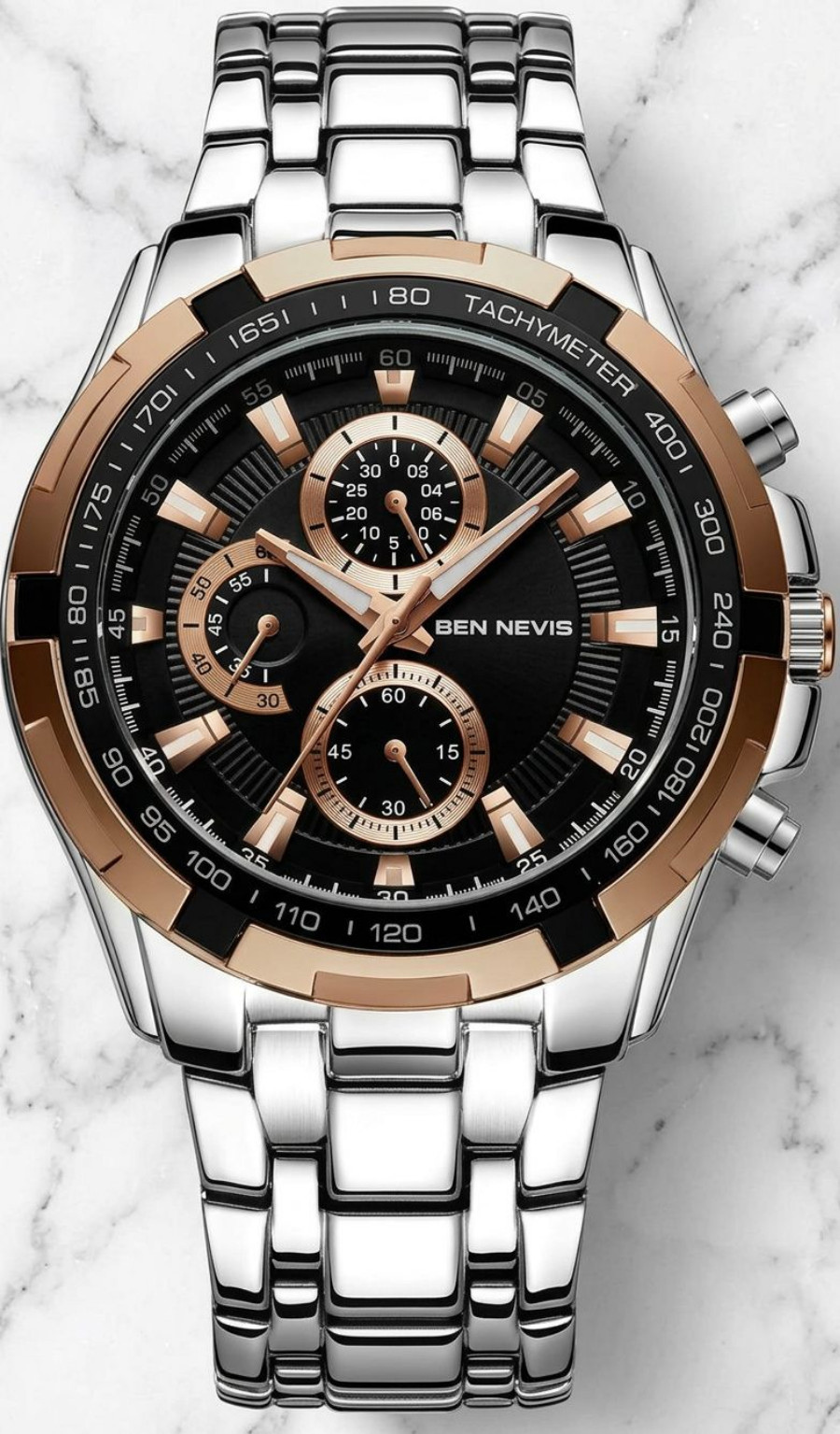 Mens Classic Luxury Watch Black Gold Quartz Analog Display Waterproof Wristwatch