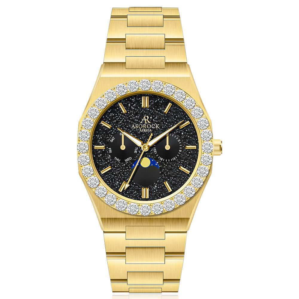 Asorock Watches | vvs moissanite diamond bezel transporter- plain strap watch