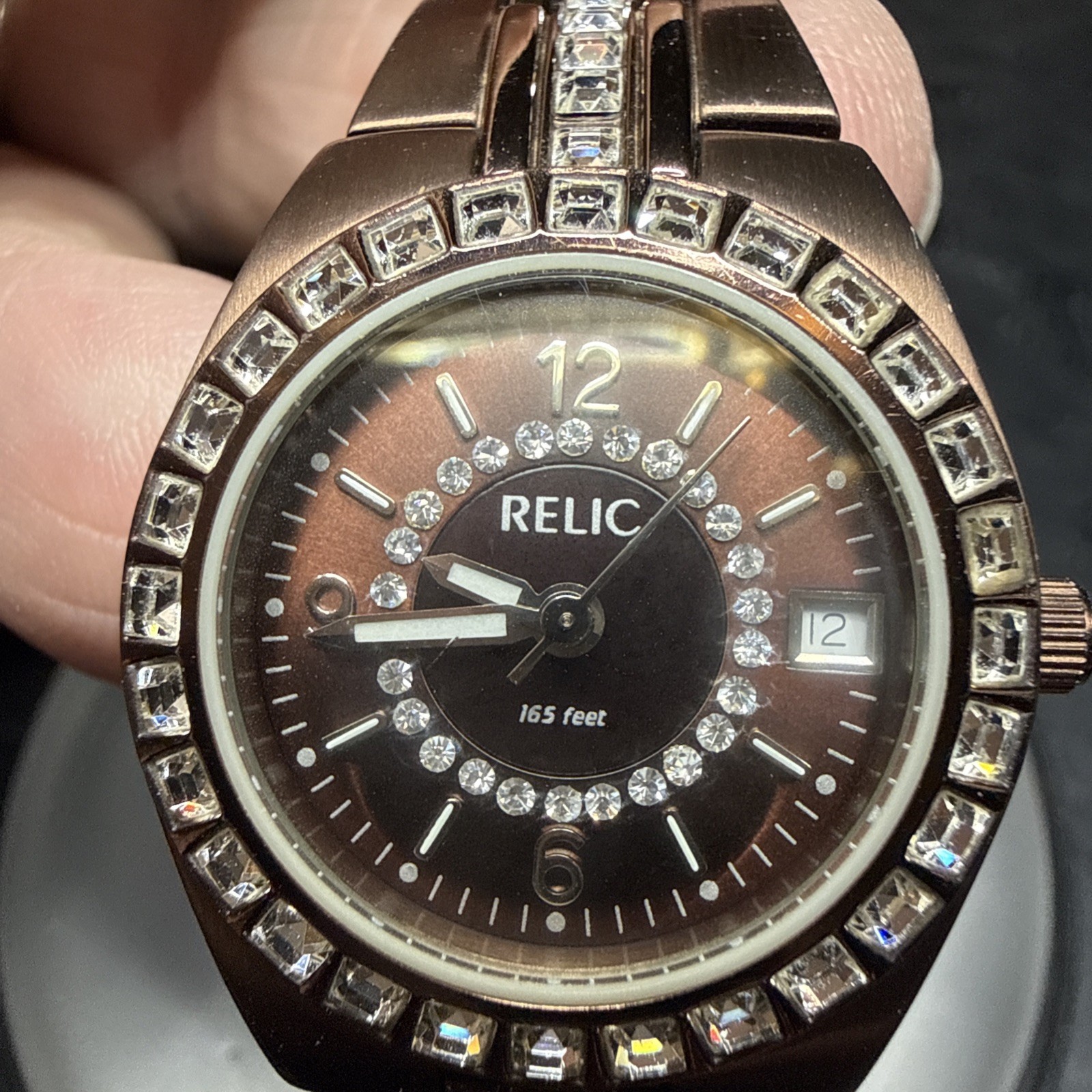 Relic Wet Womens Watch 26mm Brown Dial Crystal Bezel ZR11060