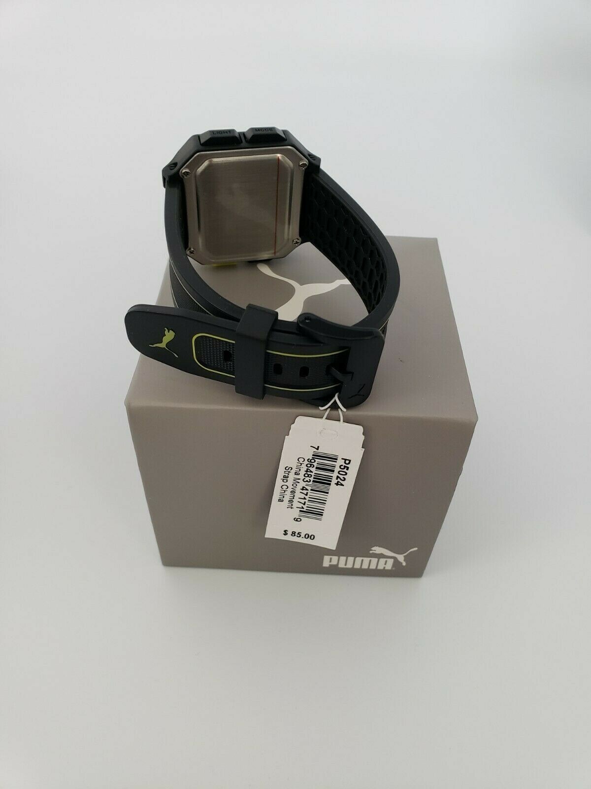PUMA Unisex Remix LCD Black/Yellow Polyurethane Digital Watch NIB P5024 New $85