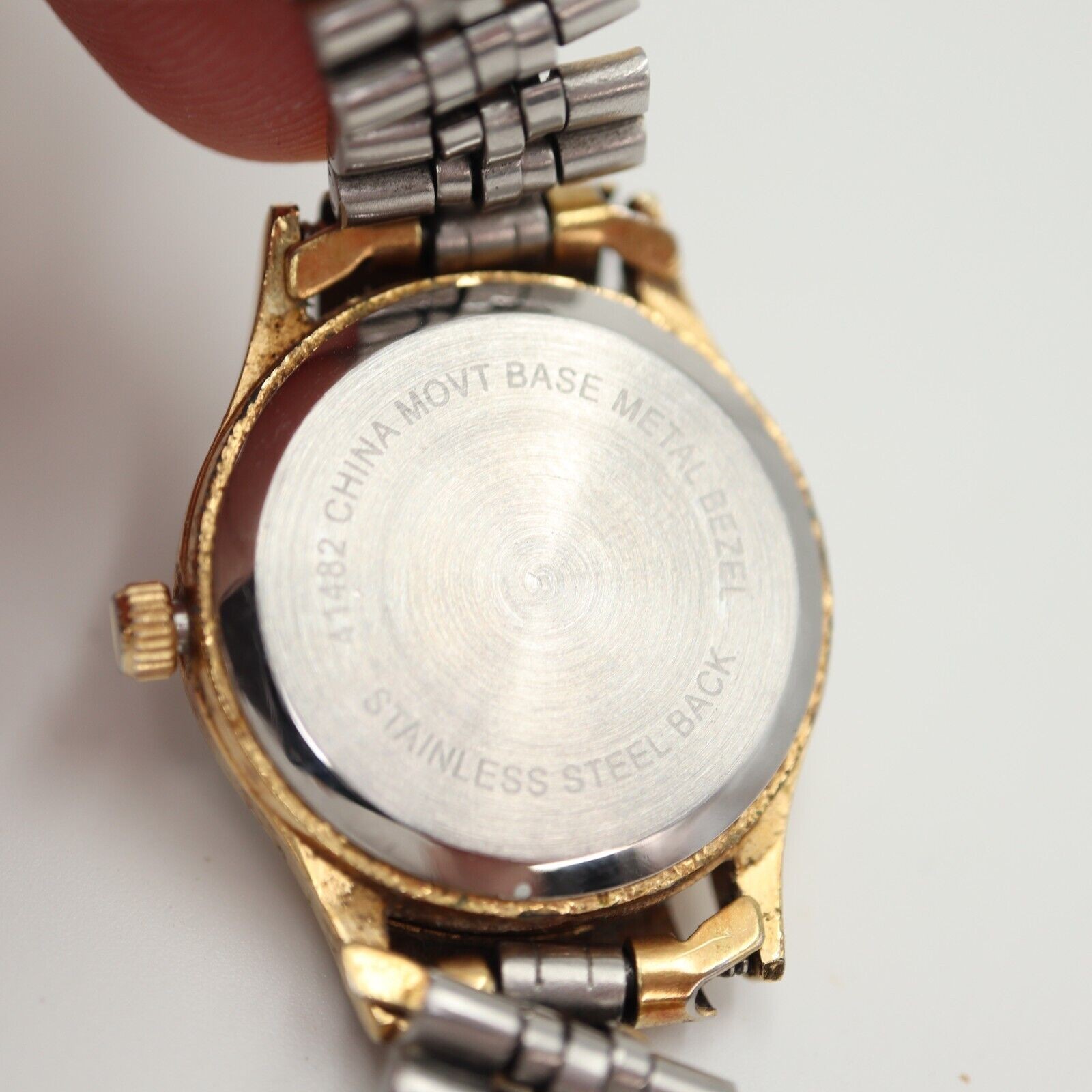 Womens Gold Tone “I Love You” Watch 25mm Black Dial w Red Gem Bracelet Working