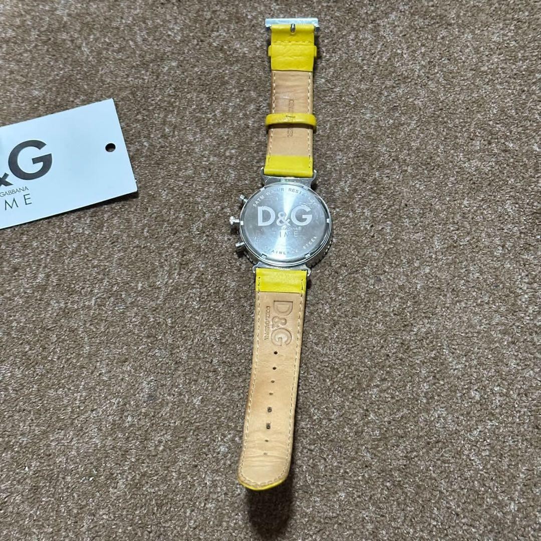 DOLCE GABBANA Wristwatch D G Time Chronograph Silver Yellow Authentic From Japan