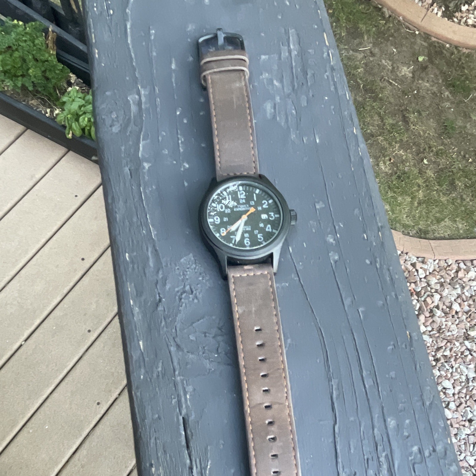 Timex Expedition Quartz Analog Black Dial Brown Leather Strap 24-Hour 30m