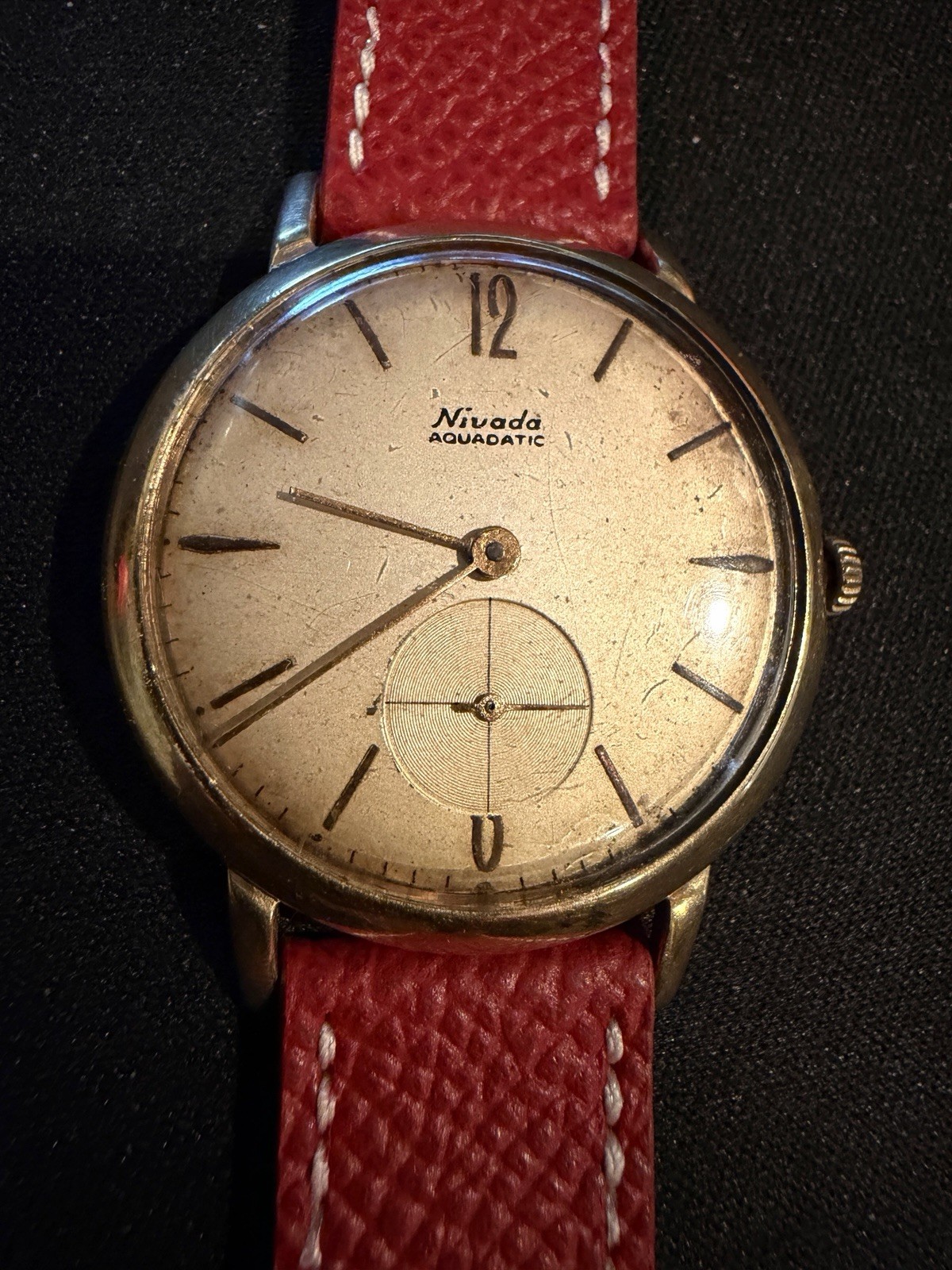 Nivada Aquadatic Ref 4049 Gold Filled Arabic Dial Vintage Watch Hodinkee Strap