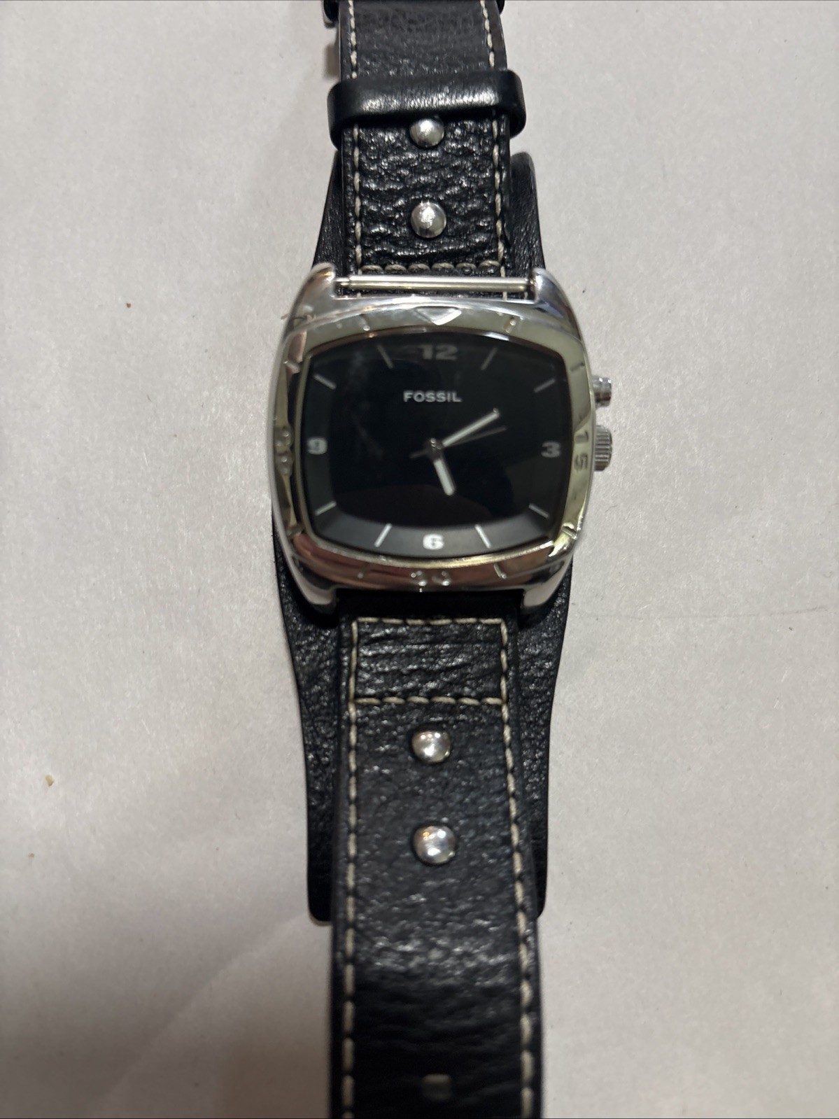 Fossil Kaleido Quartz Analog AM3696 Wristwatch Leather Strap AS IS READ