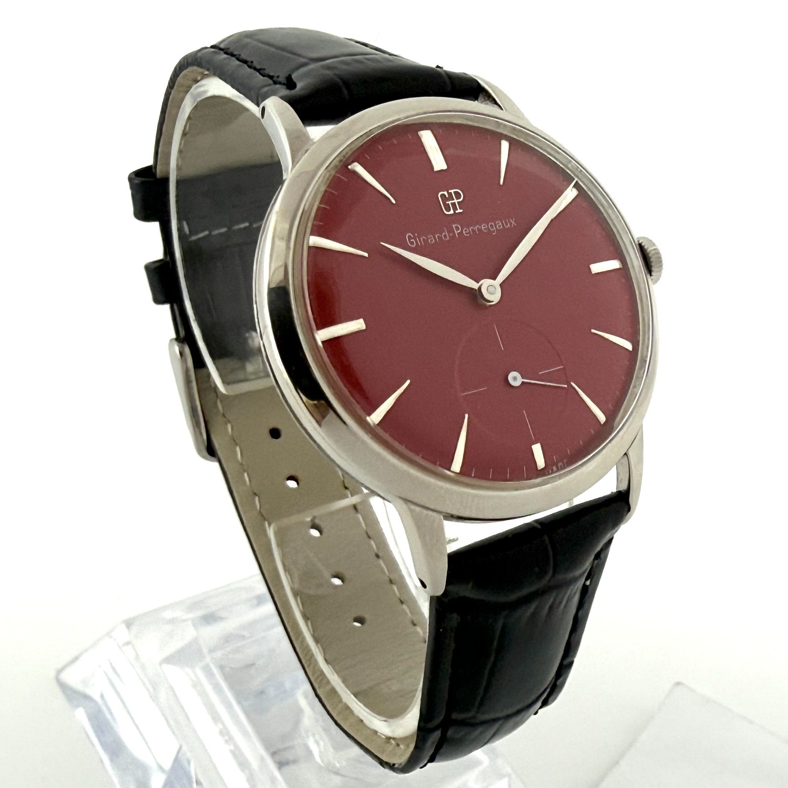 SWISS OVERSEIZED GIRARD PERREGAUX NICE BURGUNDY DIAL MANUAL WIND SWISS WATCH