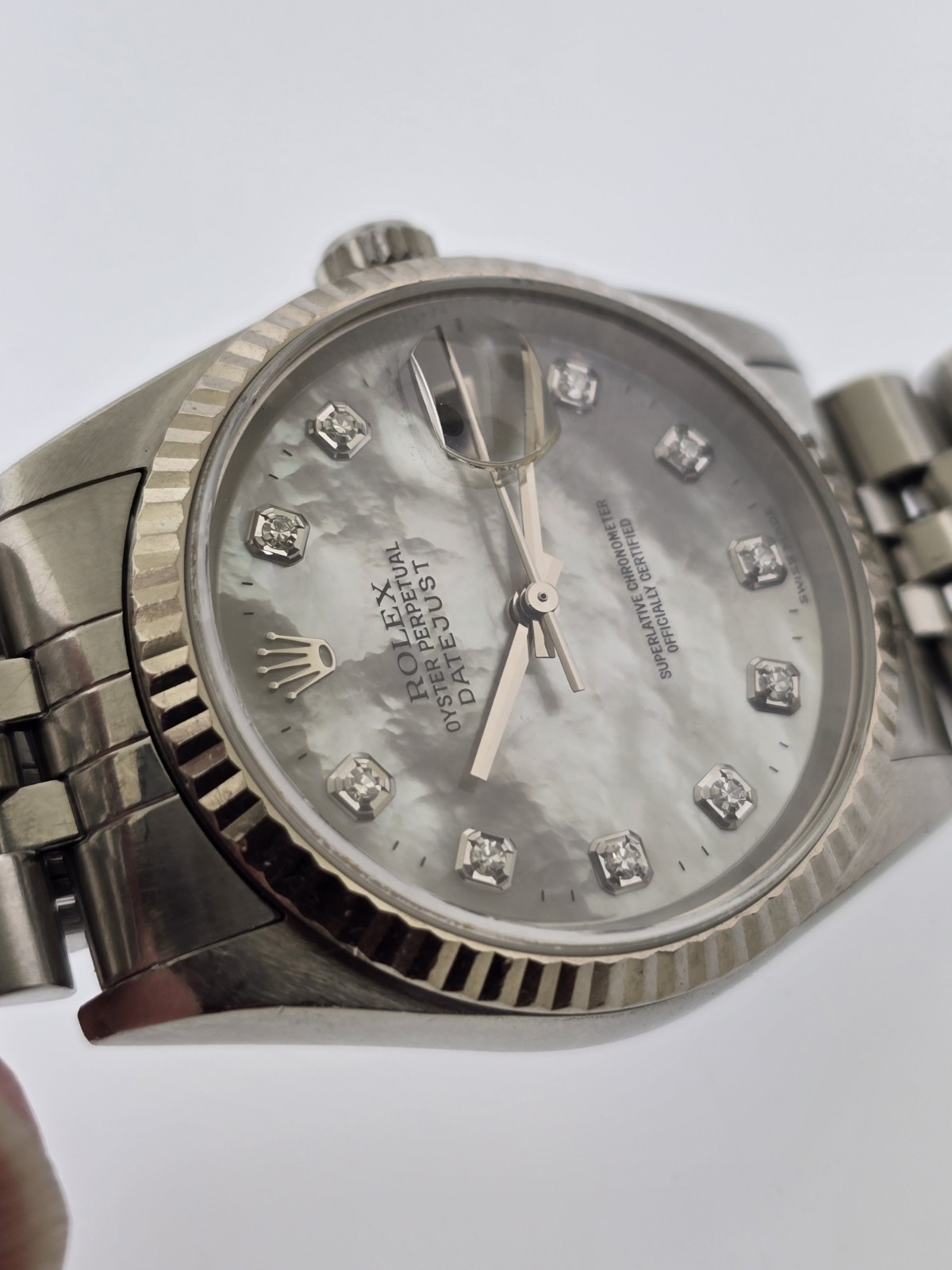 Rolex Datejust 16234 “Y” Serial 2002 36MM Factory MOP Diamond Dial Jubilee.Boxes