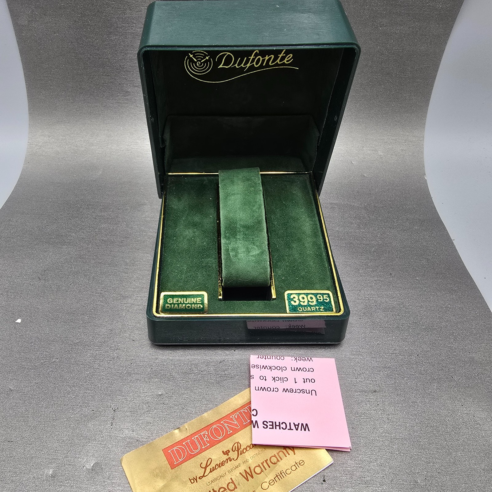 Lucien Piccard Dufonte Watch Men 36mm Gold Dial Gold Tone Date Diamond Bezel