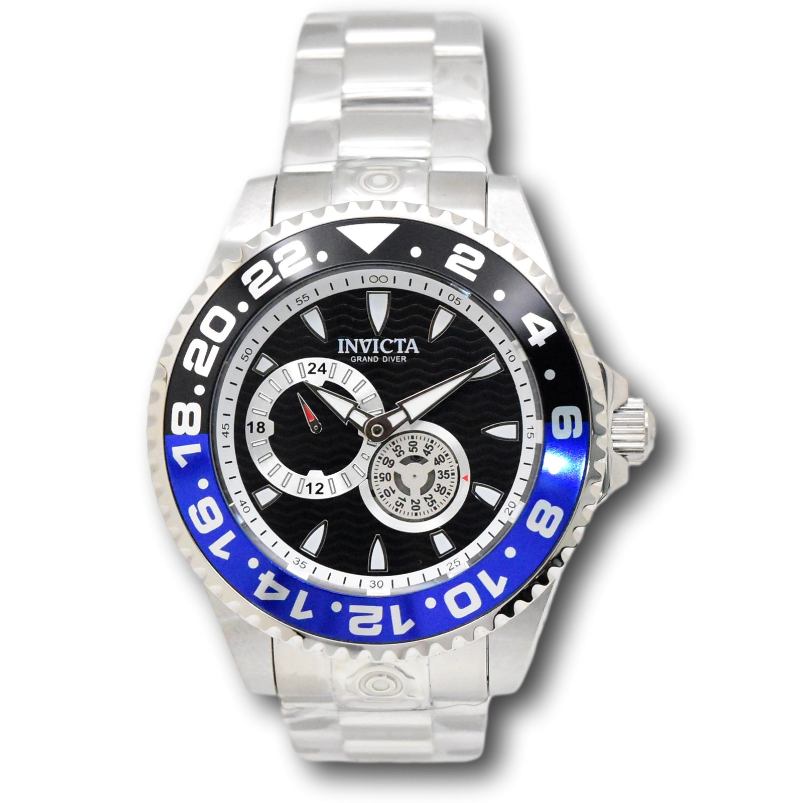 Invicta Grand Diver GMT Men’s 47mm Automatic Blue and Black SS Watch 47300