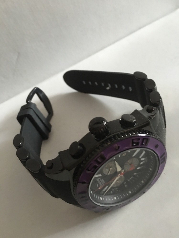 AQUASWISS Chronograph SWISSport Swiss mens Watch black purple 50mm New