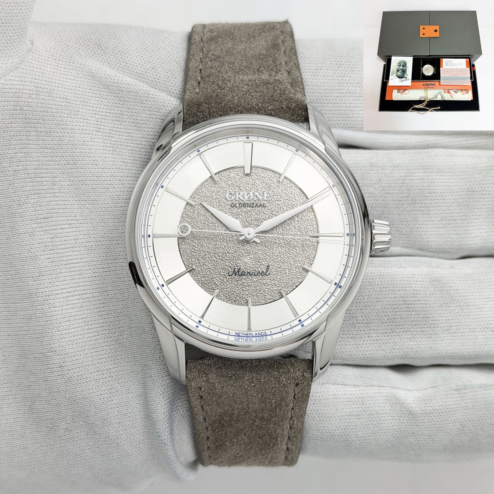 Lnib 2025 Gronefeld Manueel One Tim’s One 38MM Grey Dial Steel Box Paper