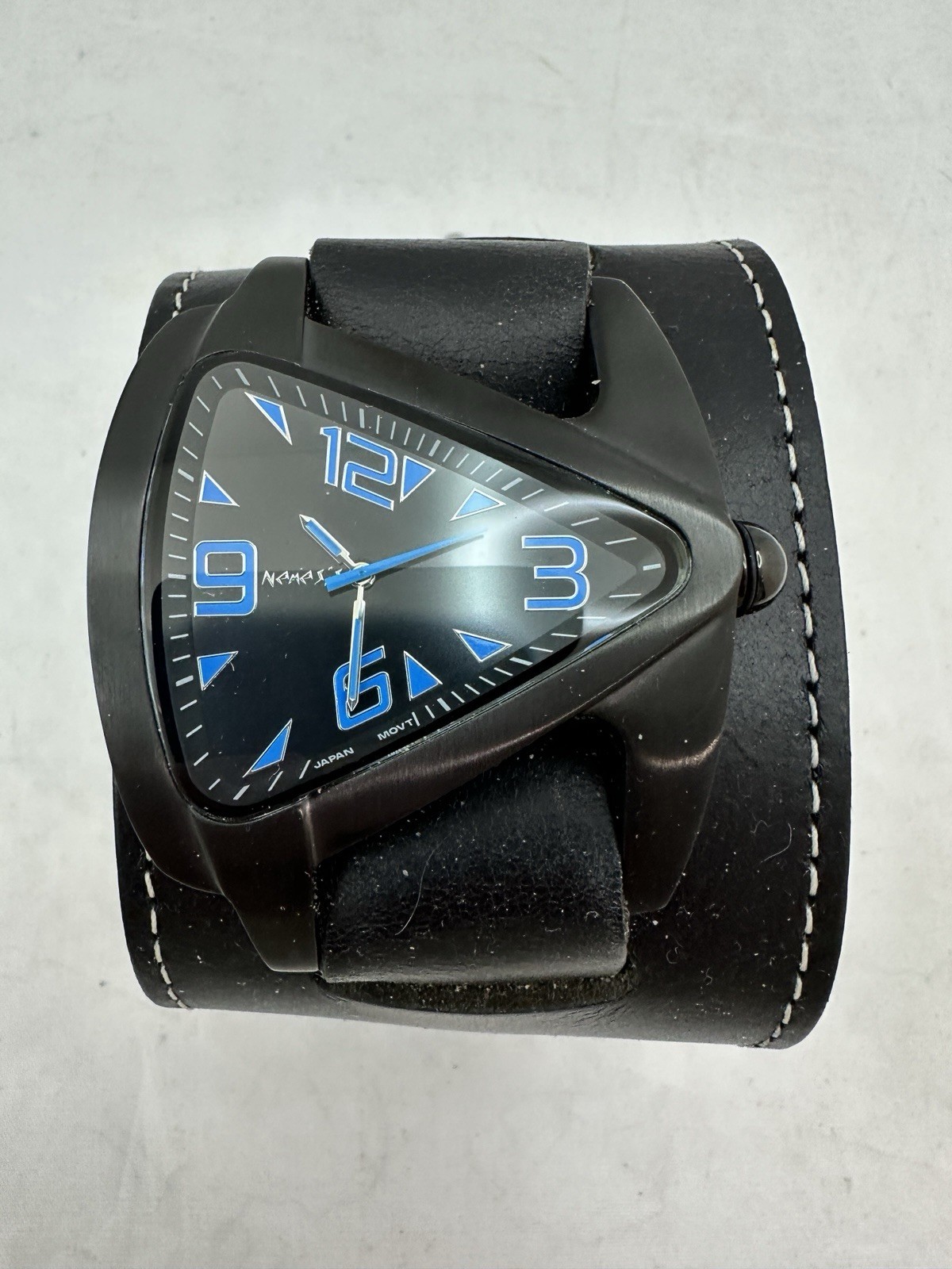Nemesis Teardrop Black Watch Black And Blue Dial with Black Leather Cuff