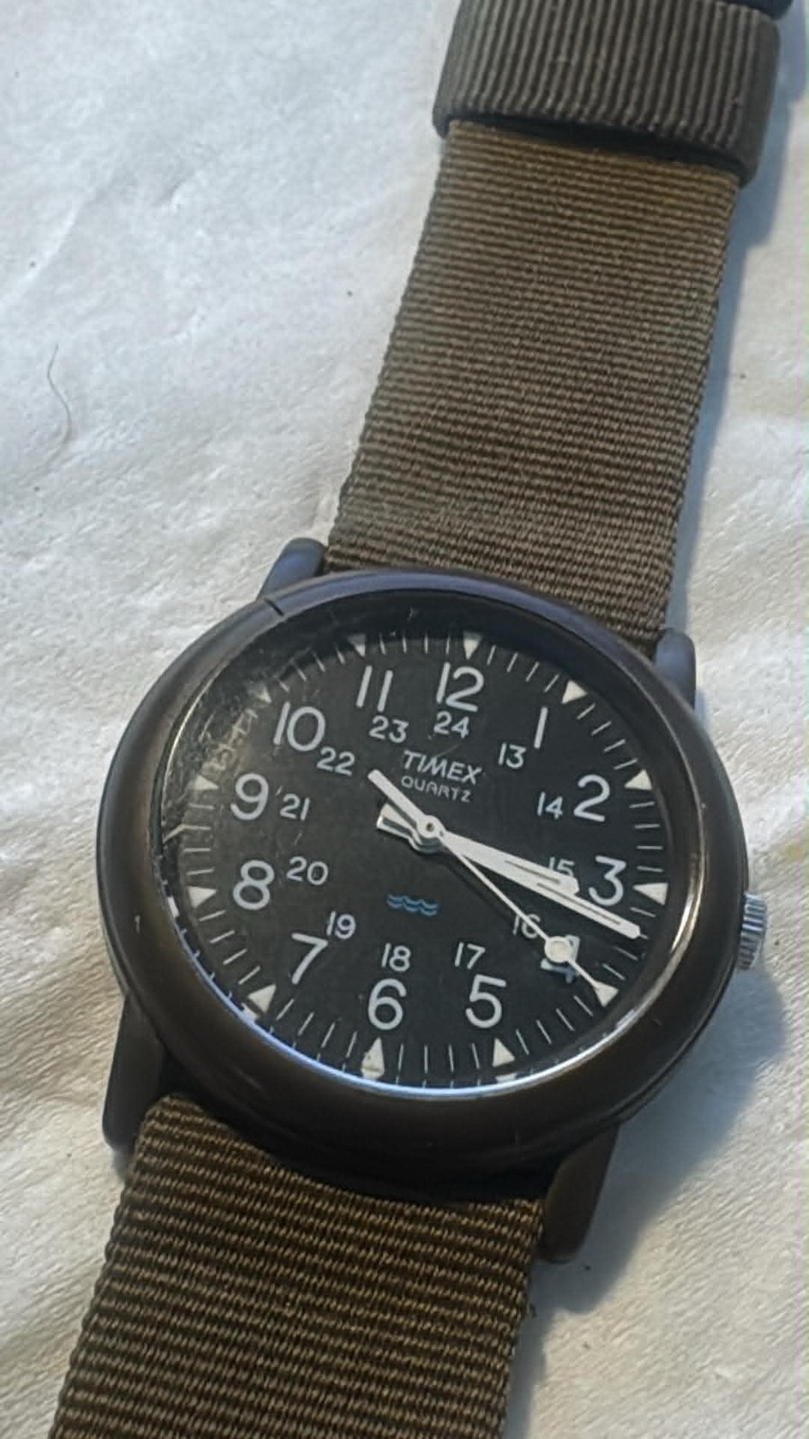 1991 Vint. Mens Brown RESIN TIMEX Camper MacGuyver Military Field WATCH QTZ A40