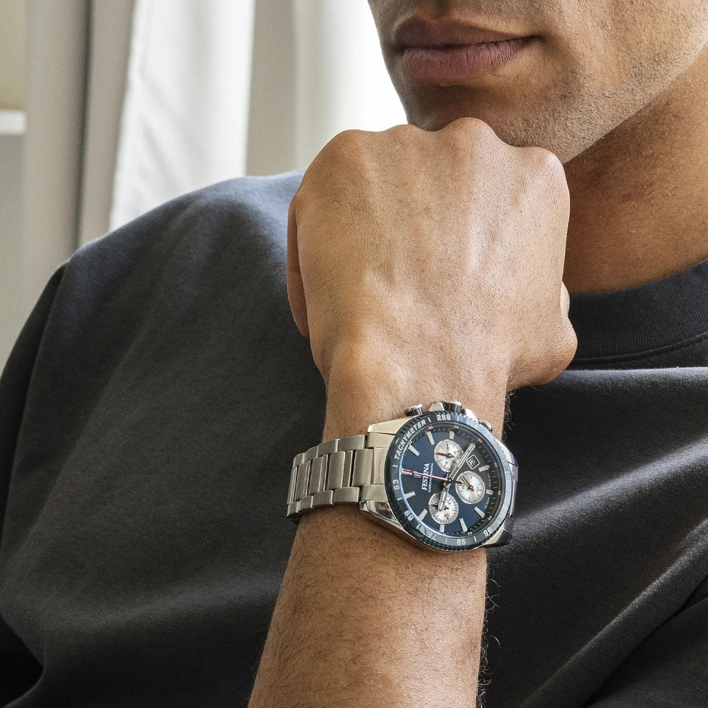 Festina Men’s Steel Timeless Chronograph Blue Watch F20560/2 45mm